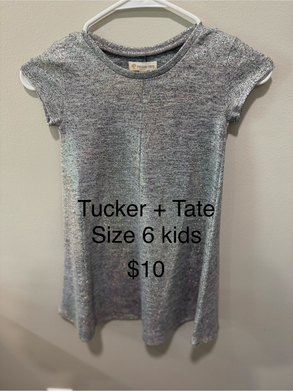 Tucker + Tate Shimmery Silver Short Sleeve Tee Dress